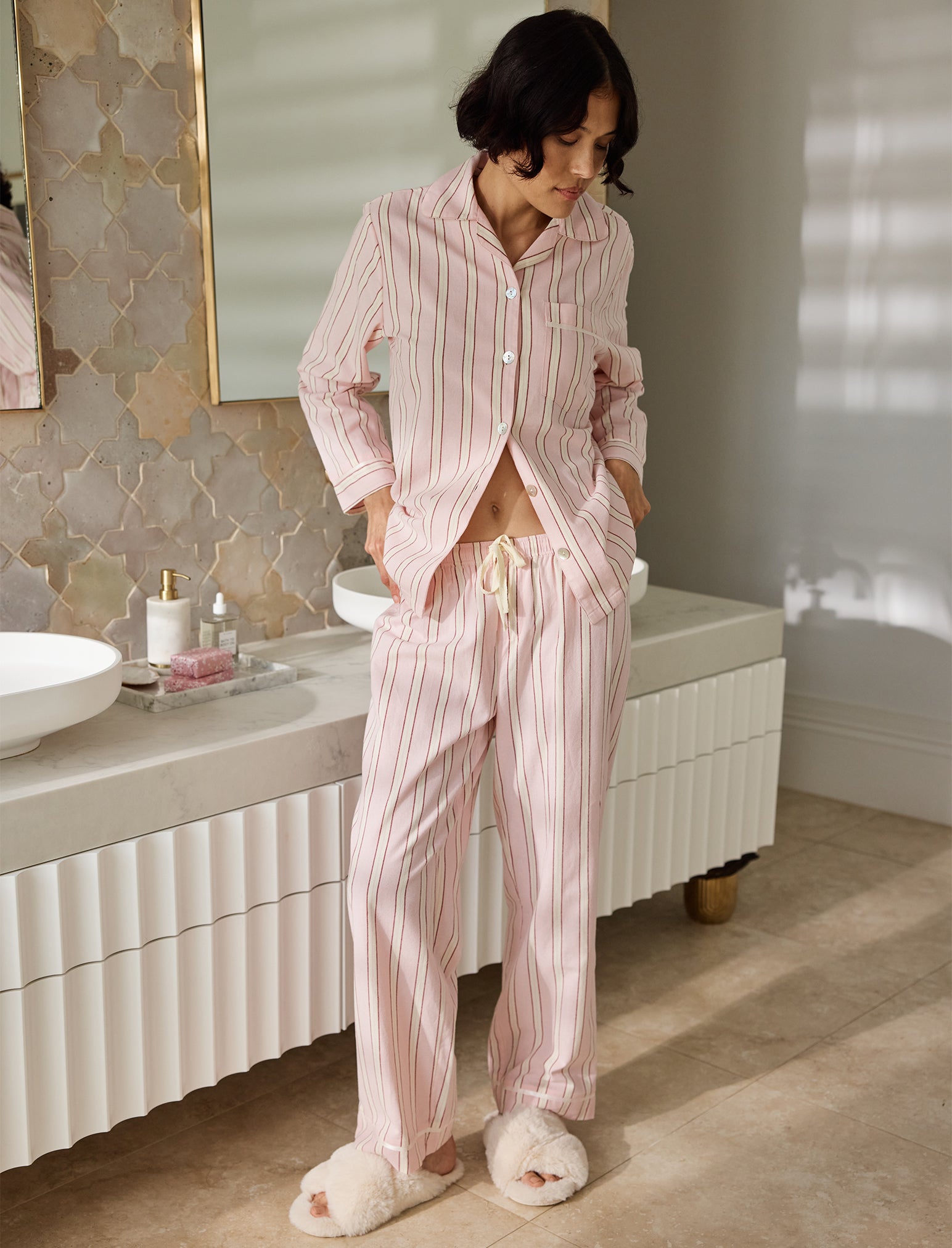 Stripe Cosy Full Length PJ Set