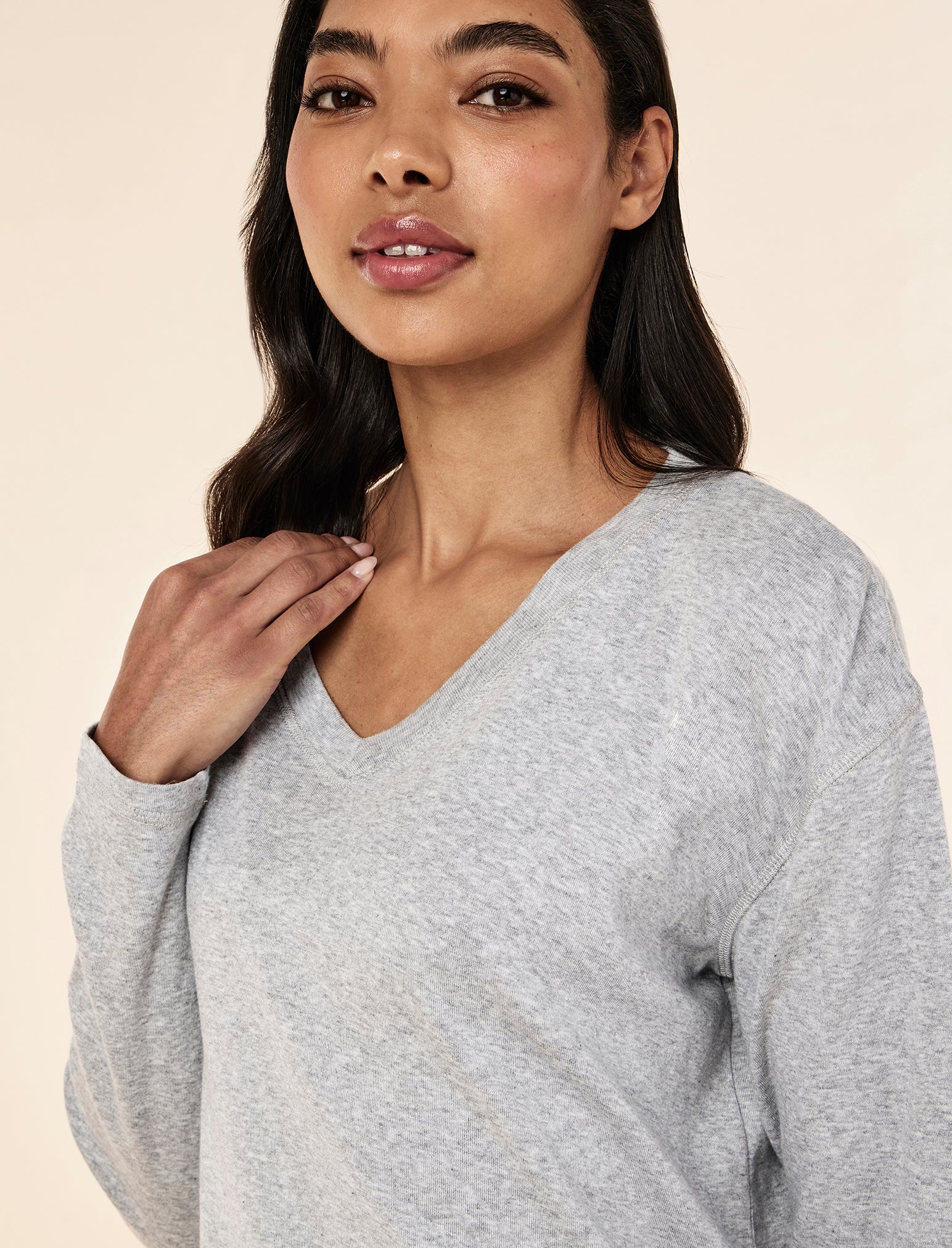 Pia Luxe V-Neck Long Sleeve Top