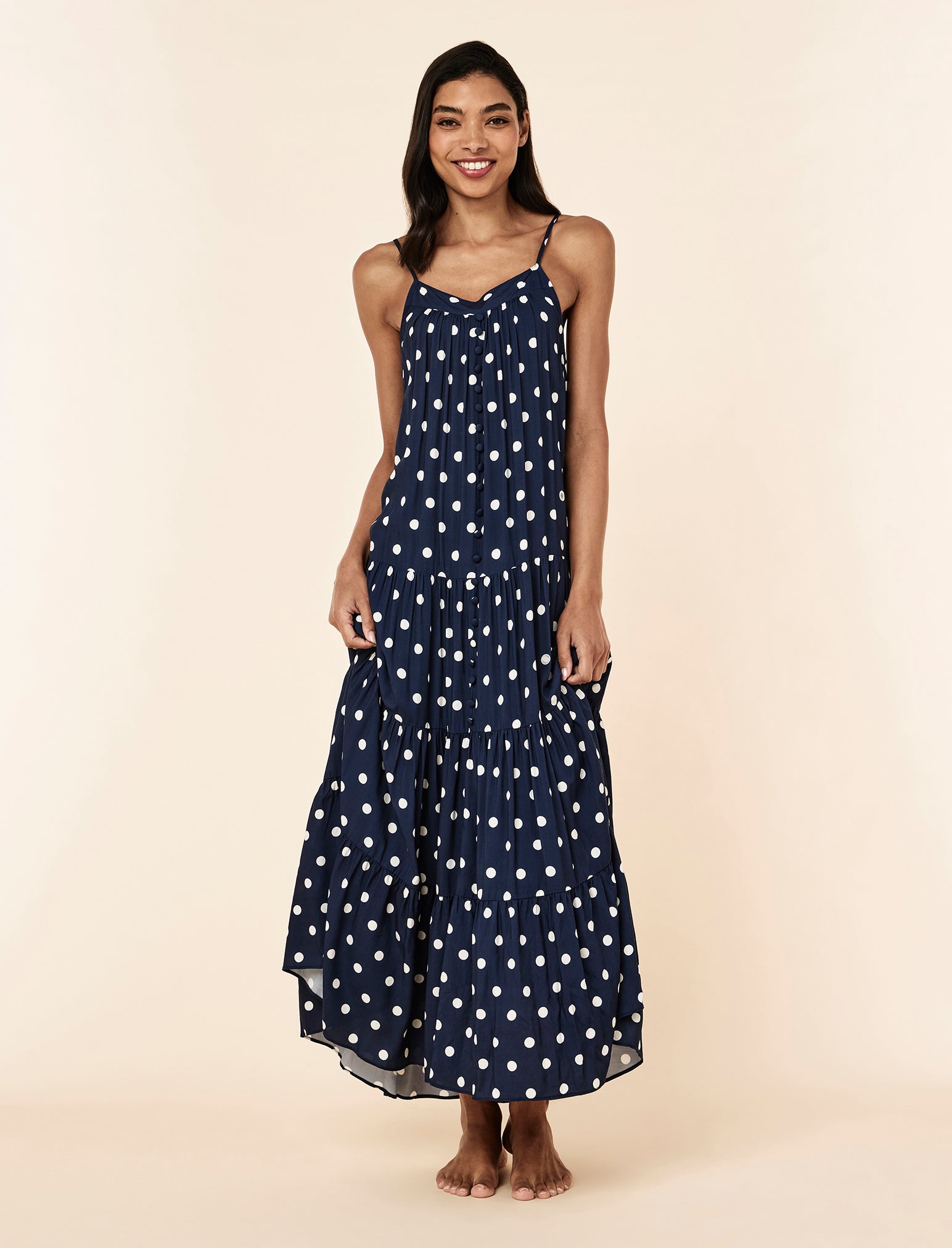 Spot Tiered Maxi Nightie