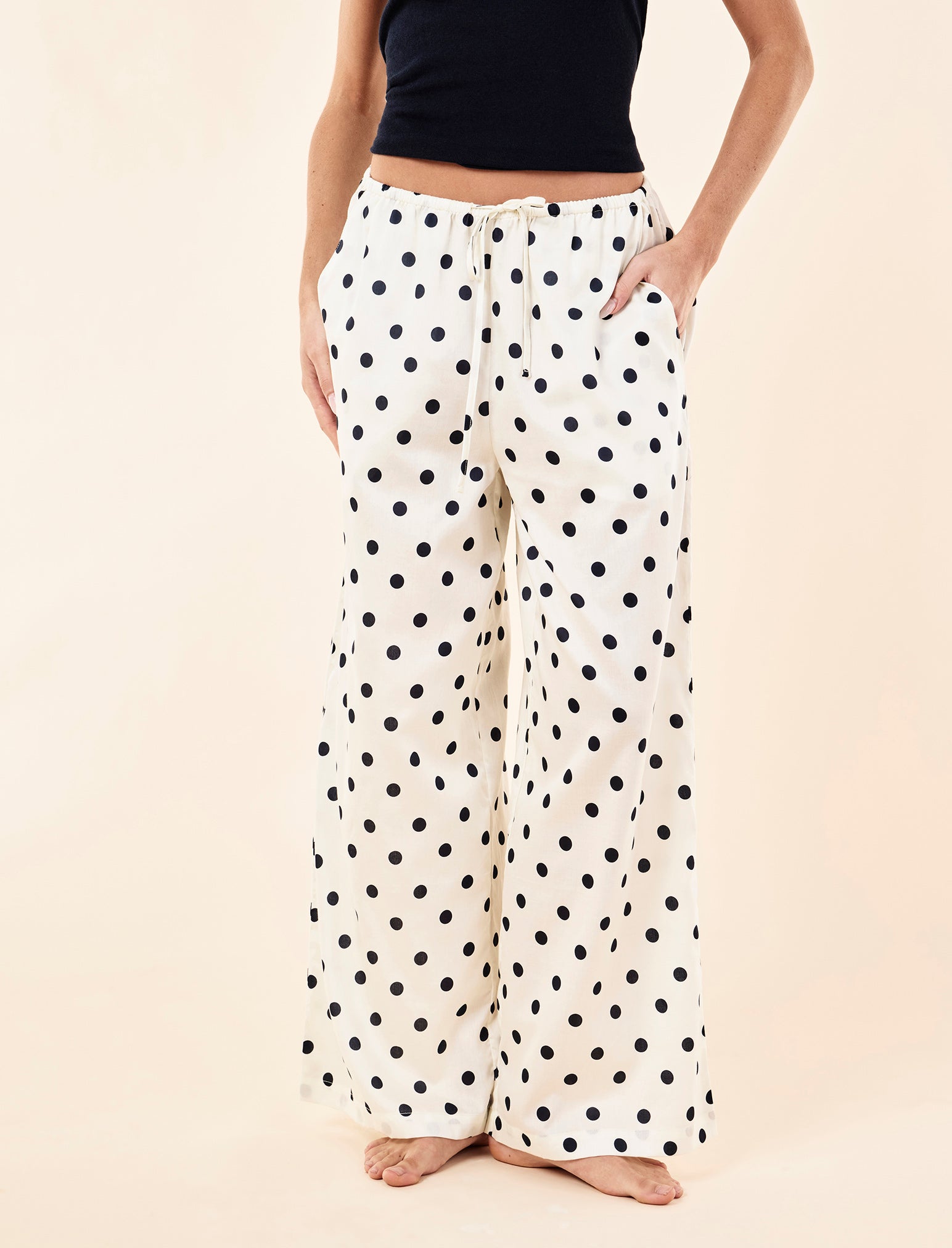 Soft Cotton Spot Wide Leg Pant