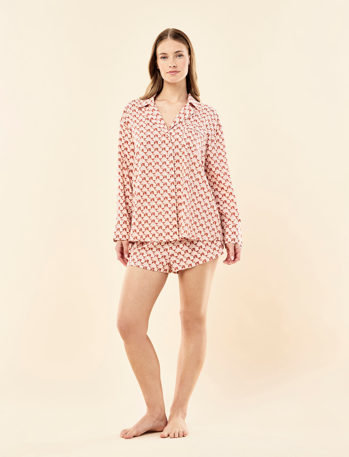 Karen Walker Monogram Tiles Long Sleeve Boxer PJ Set