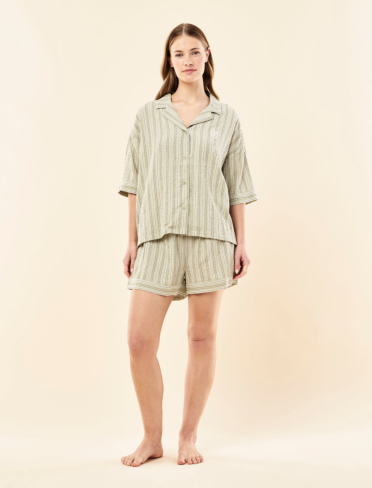 Karen Walker Seersucker Stripe Boxer PJ Set