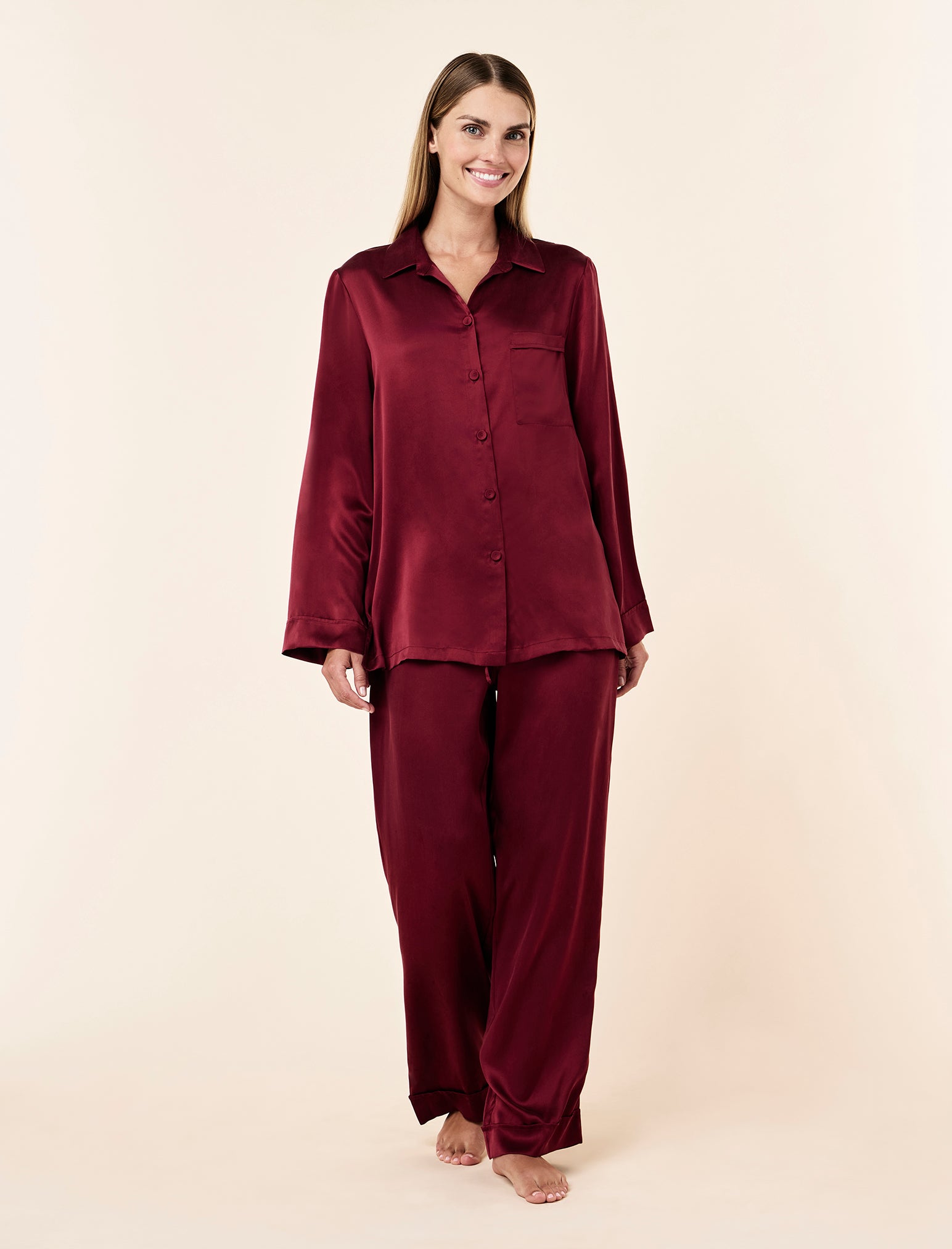 Audrey Washable Silk Full Length PJ Set