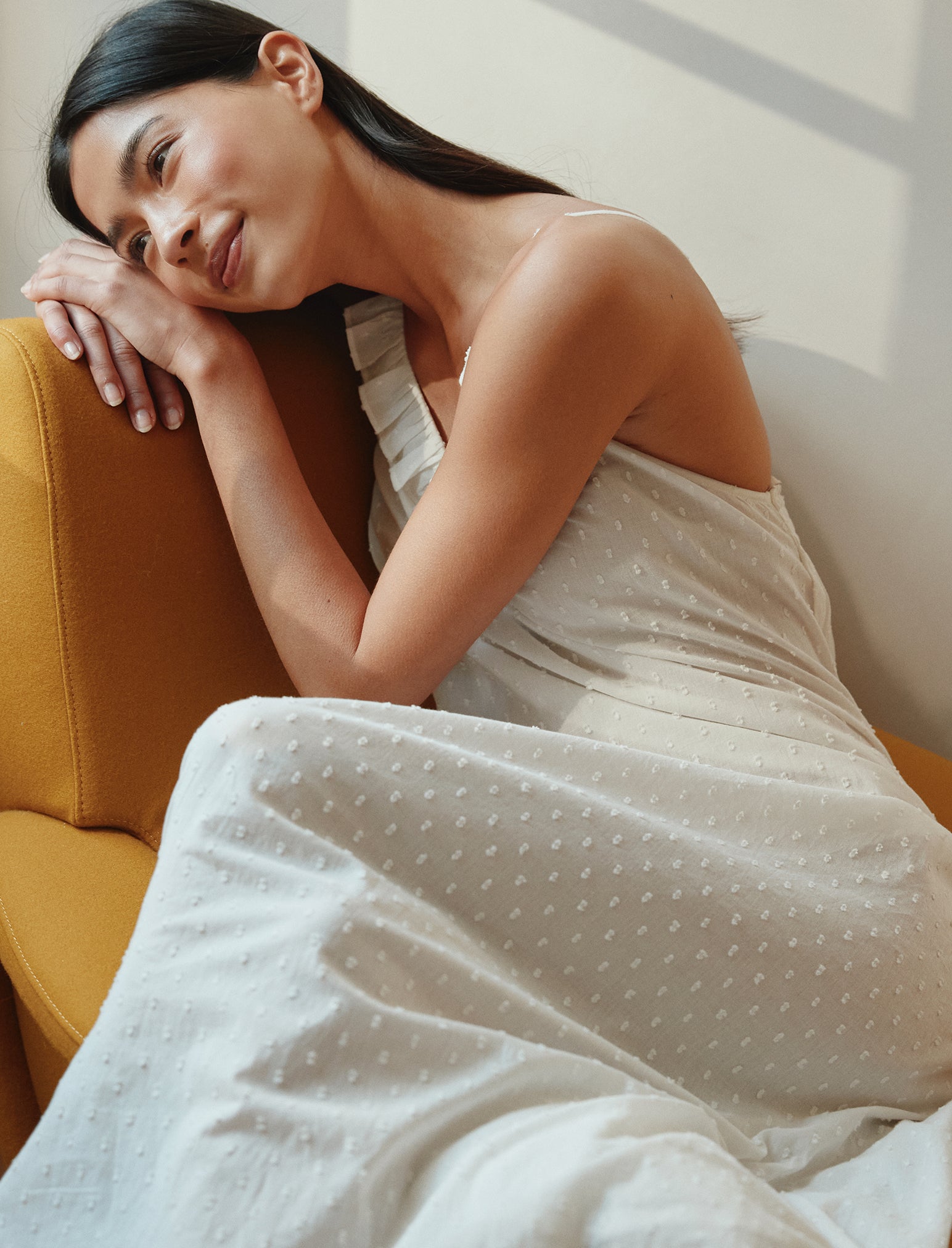 Swiss Dot Lace Frill Maxi Nightie
