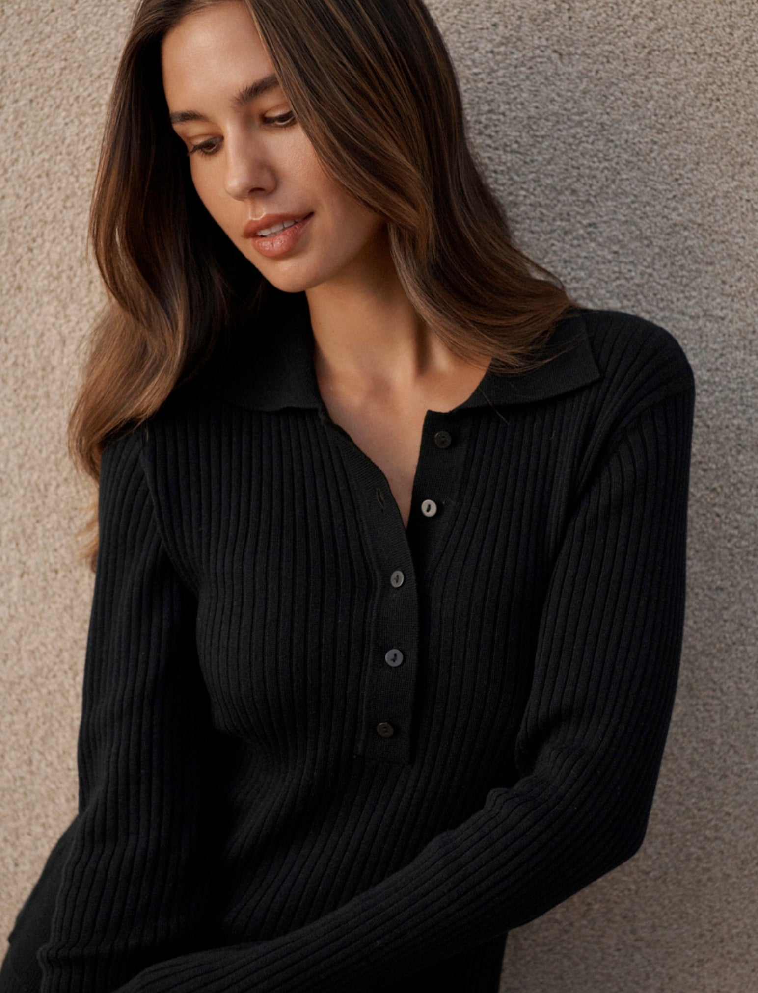 Colette Cosy Cotton Silk Rib LS Top