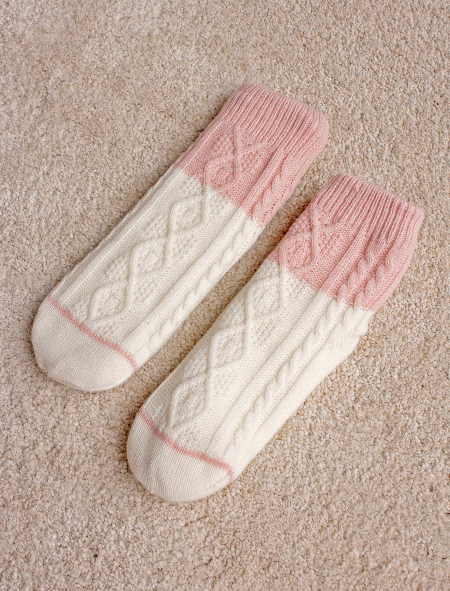 Colour Block Cable Reading Socks