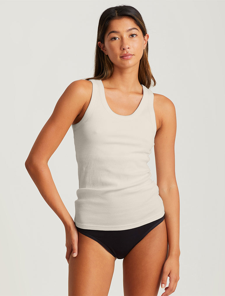 Papinelle Ribbed Shelf Bra Tank in Ecru