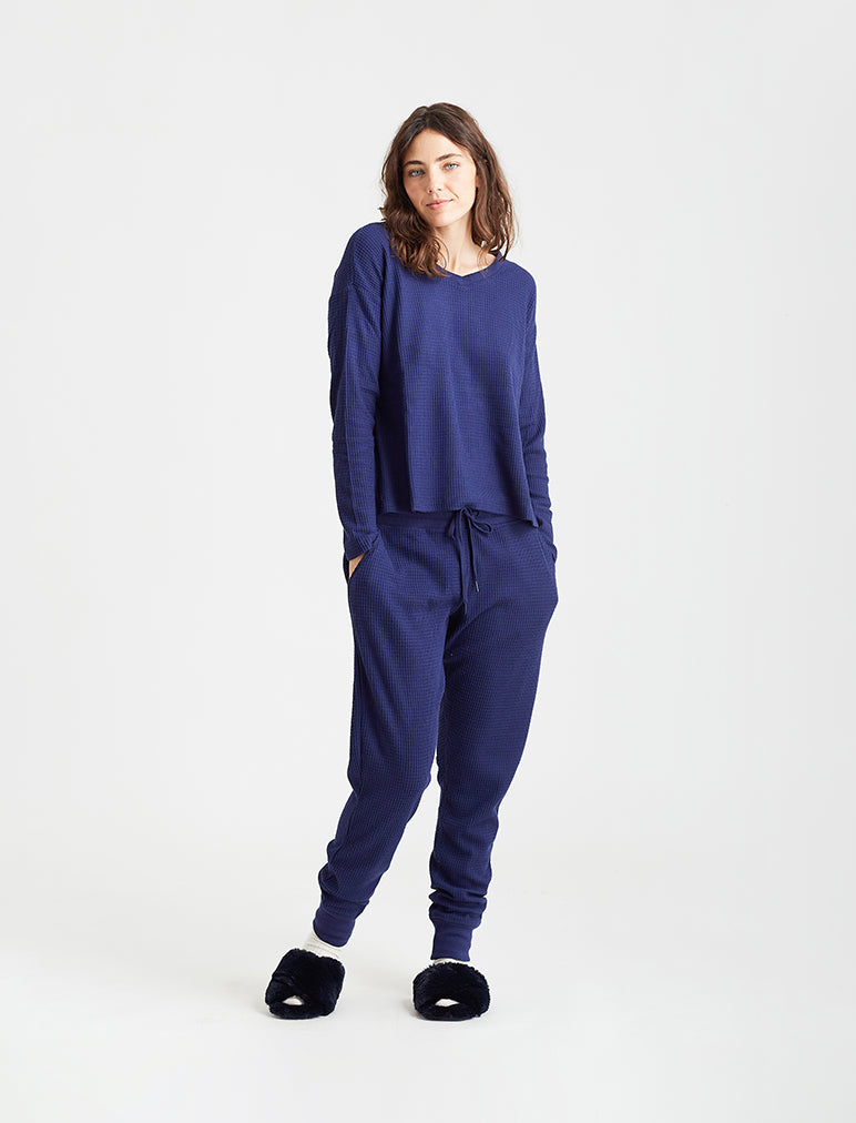 Super Soft Waffle V-Neck Top