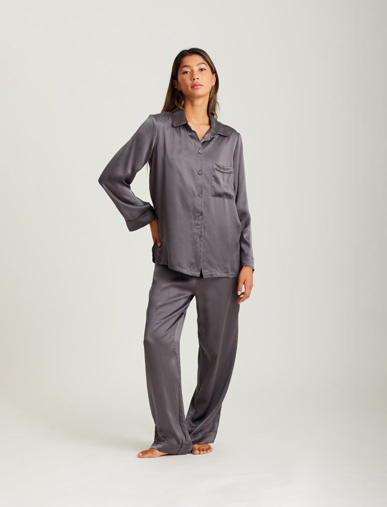 Papinelle  Washable Silk PJs in Dark Slate – Papinelle Sleepwear AU