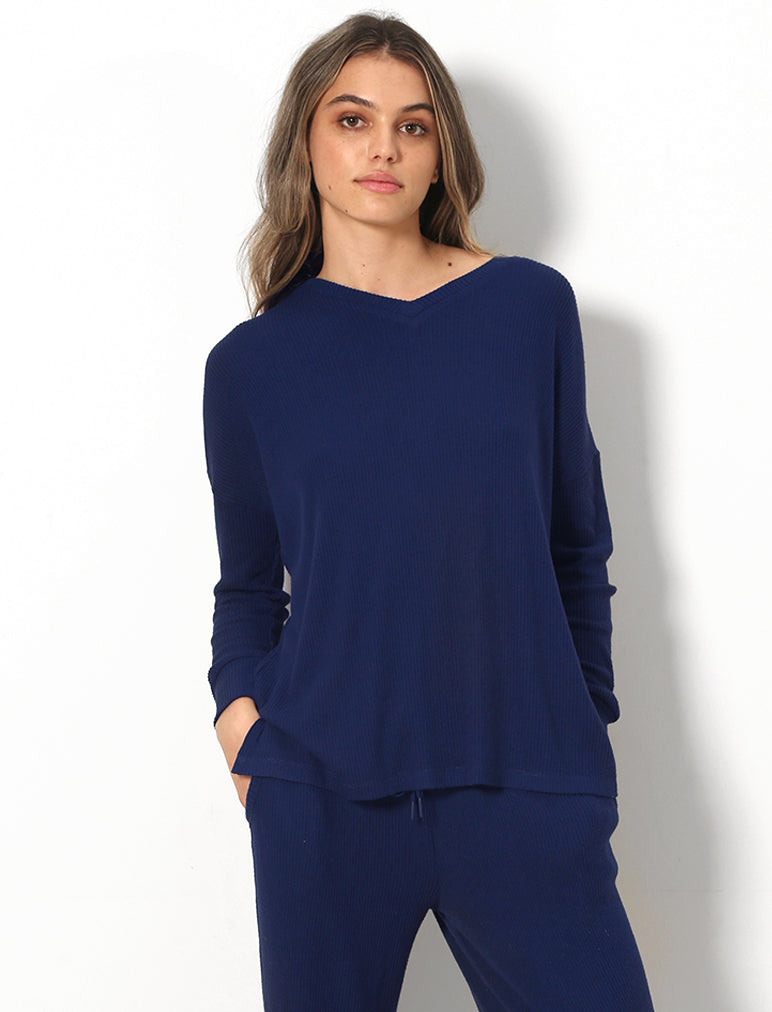 Soft Touch Rib V-Neck Top