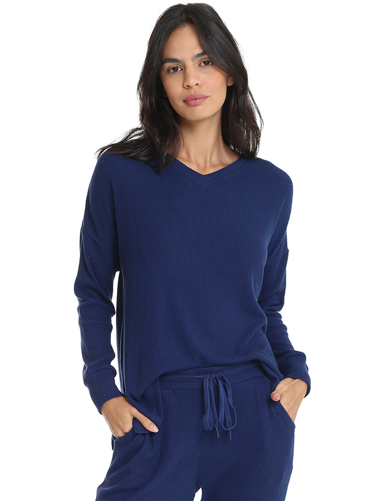 Soft Touch Rib V-Neck Top
