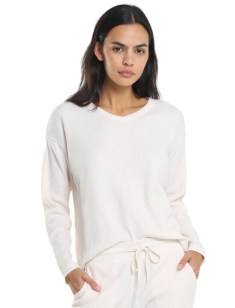 Super Soft Waffle V-Neck Top