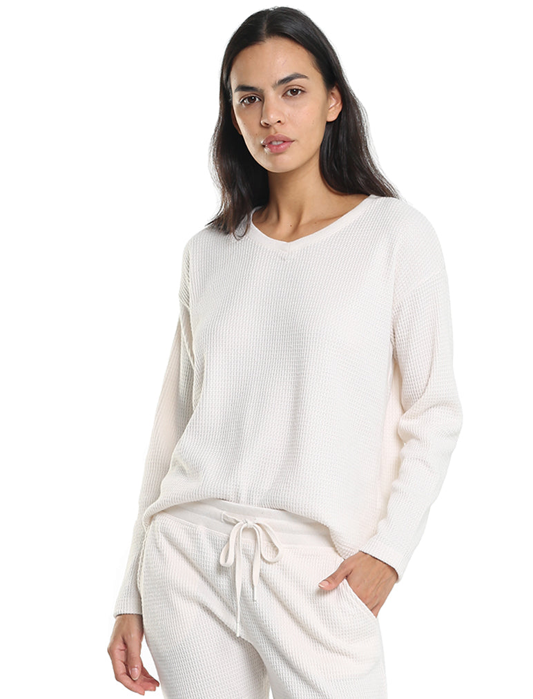 Super Soft Waffle V-Neck Top