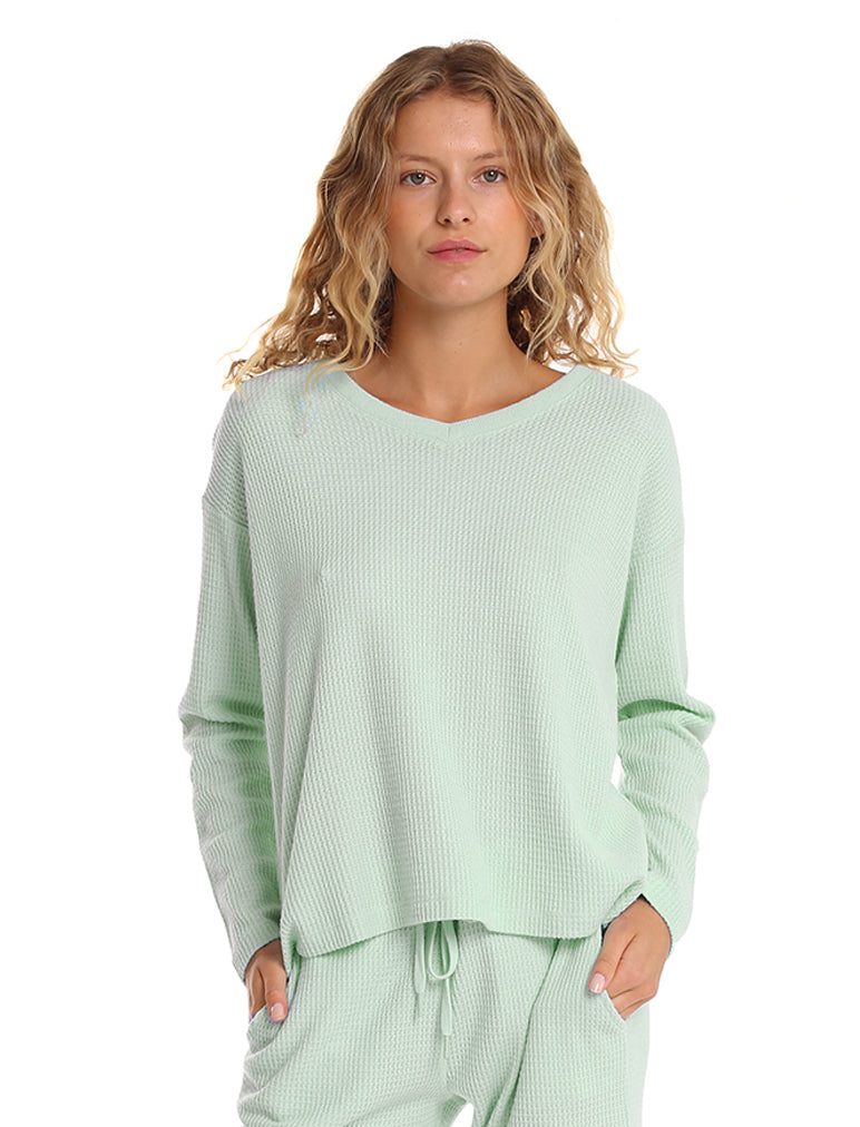 Super Soft Waffle V-Neck Top
