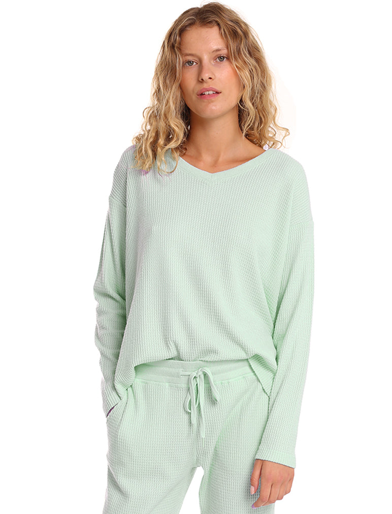 Super Soft Waffle V-Neck Top