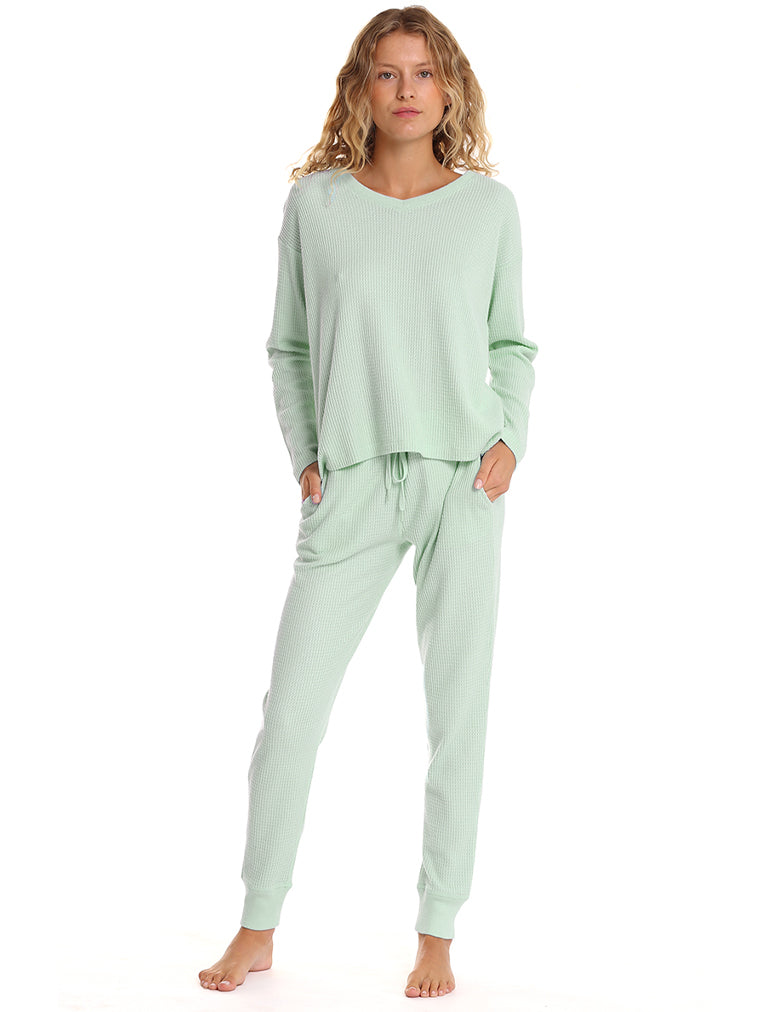 Super Soft Waffle Jogger in Matcha