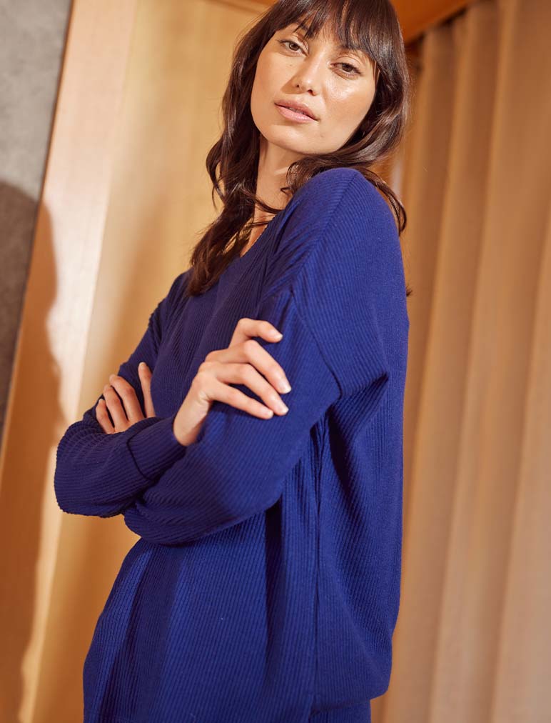 Soft Touch Rib V-Neck Top