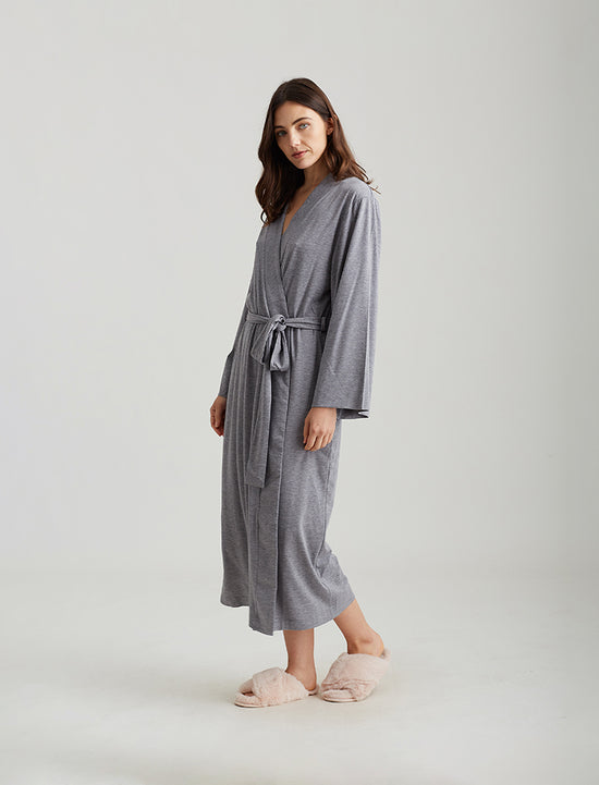 Papinelle | Basic Maxi Knit Robe in Grey – Papinelle Sleepwear AU