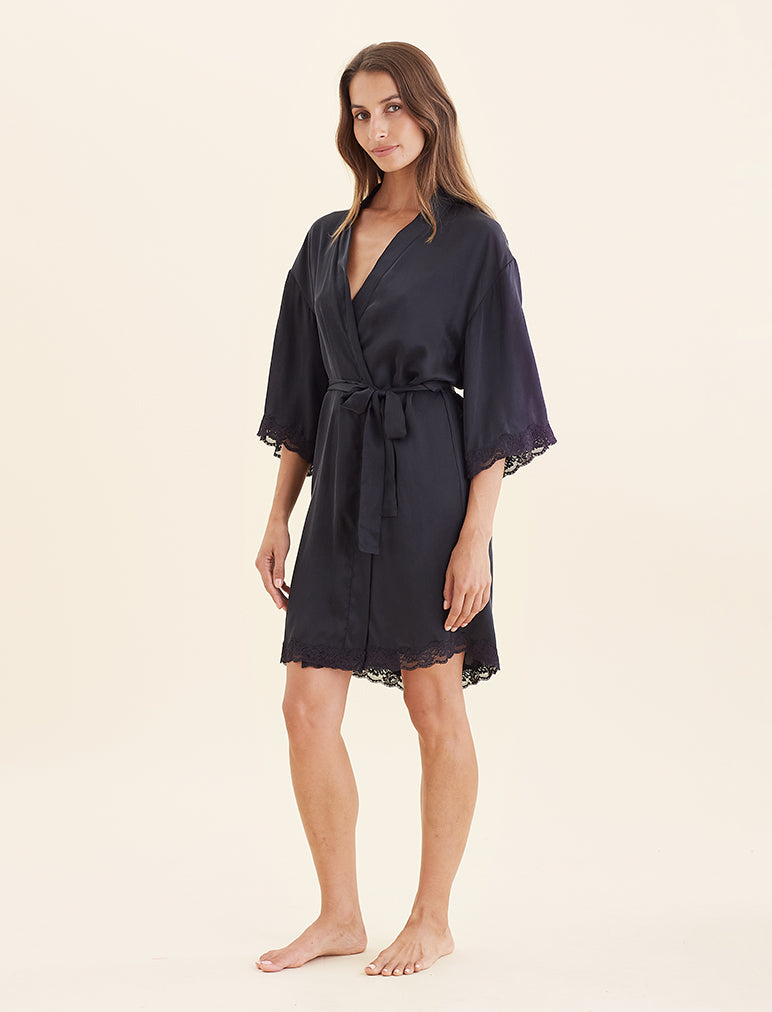 Camille Silk Lace Robe – Papinelle Sleepwear US