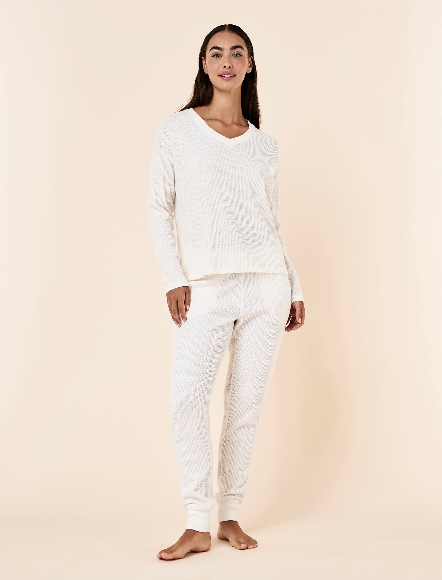 Super Soft Waffle V-Neck Long Sleeve Top