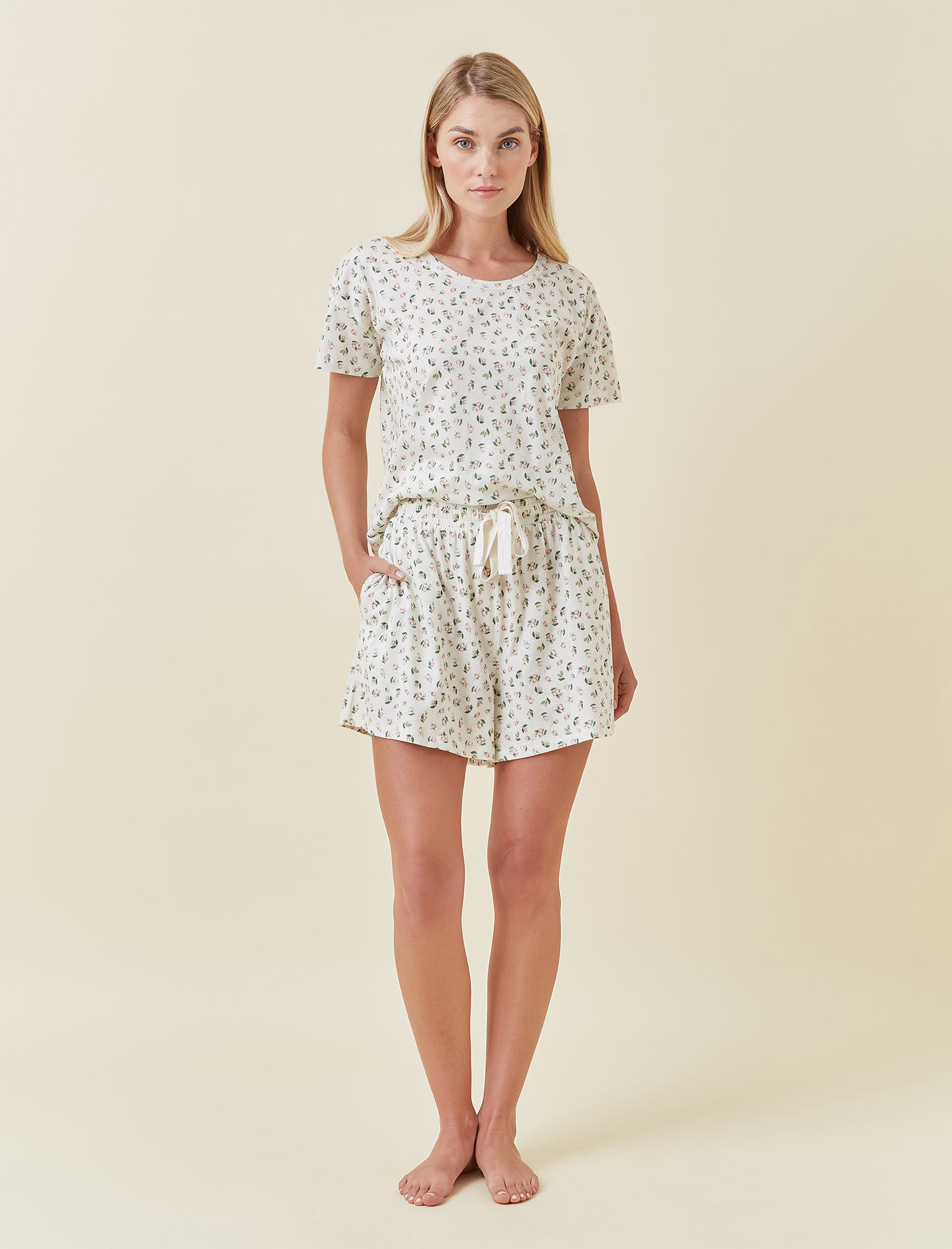 Rosebud Organic Cotton Knit Boxer PJ Set