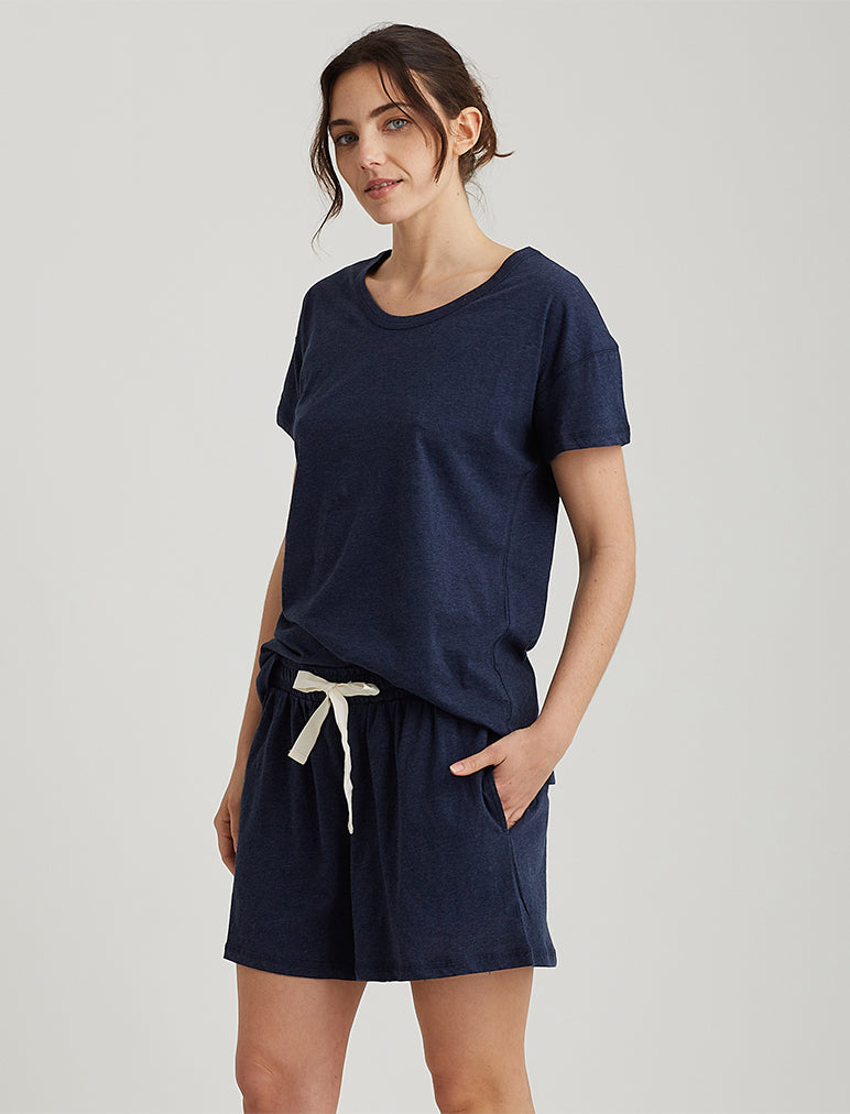 Jada Organic Knit Boxer in Navy
