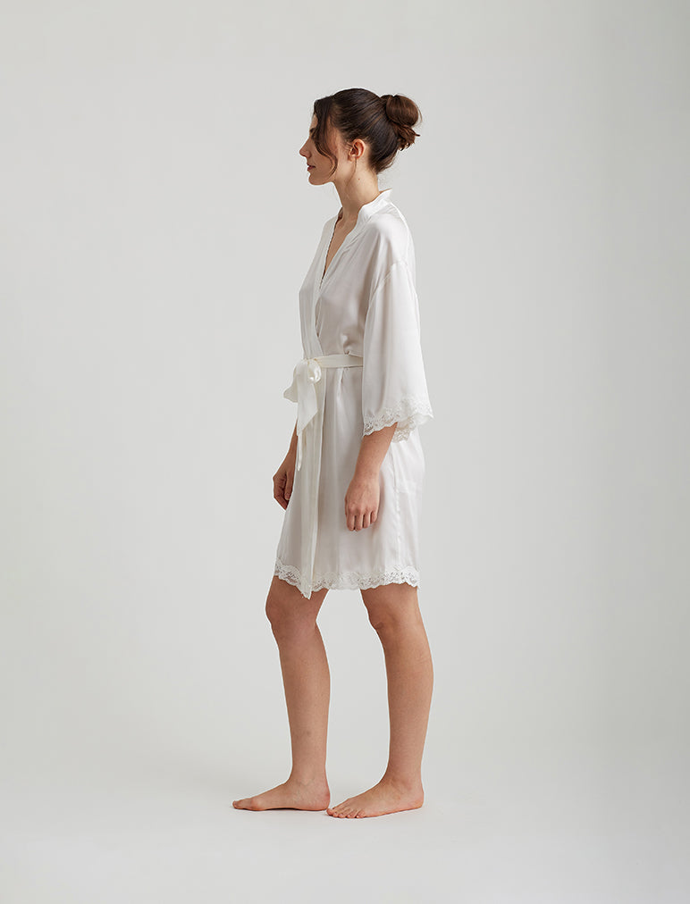 Camille Silk Lace Short Robe
