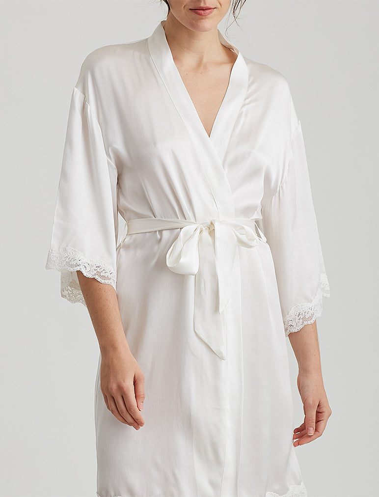 Camille Silk Lace Short Robe – Papinelle Sleepwear AU