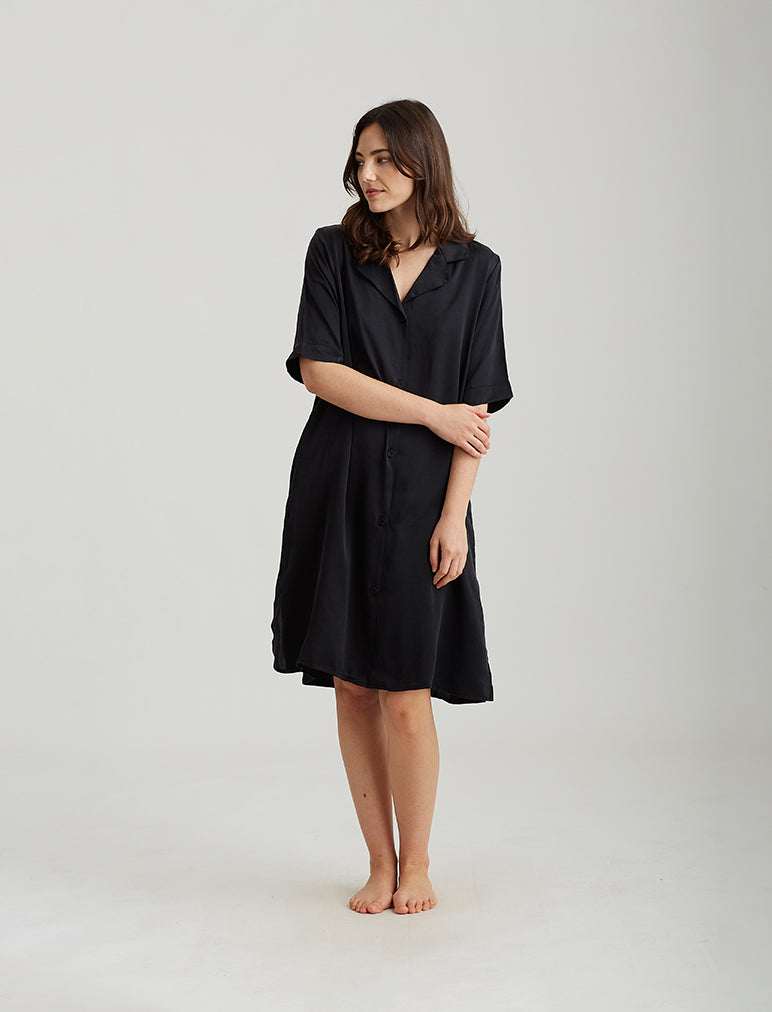 Audrey Silk Short Sleeve Nightshirt