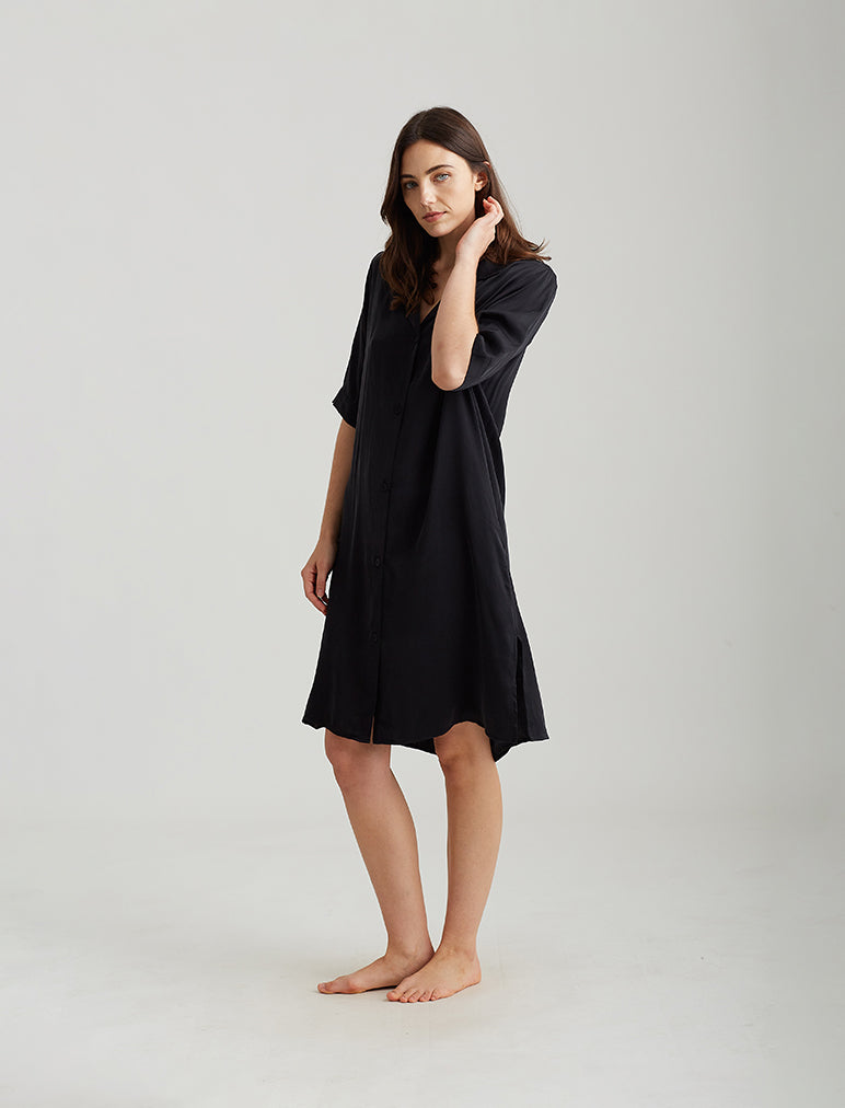Audrey Silk Short Sleeve Nightshirt
