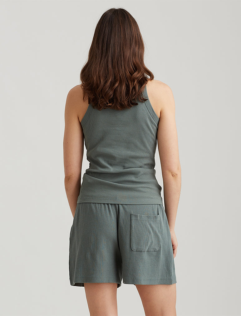 Milla High Neck Rib Shelf Bra Tank