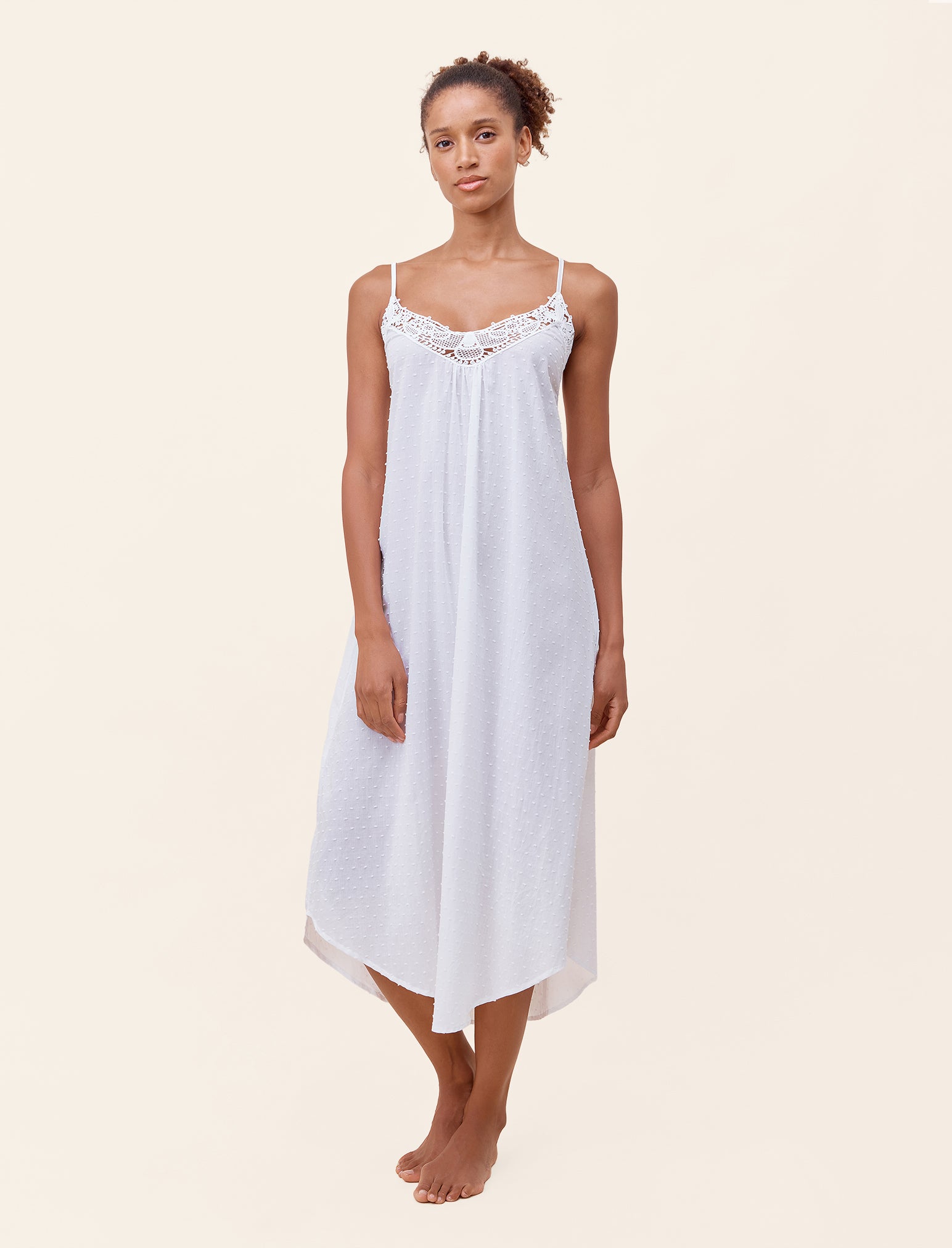 Swiss Dot Lace Front Maxi Nightie