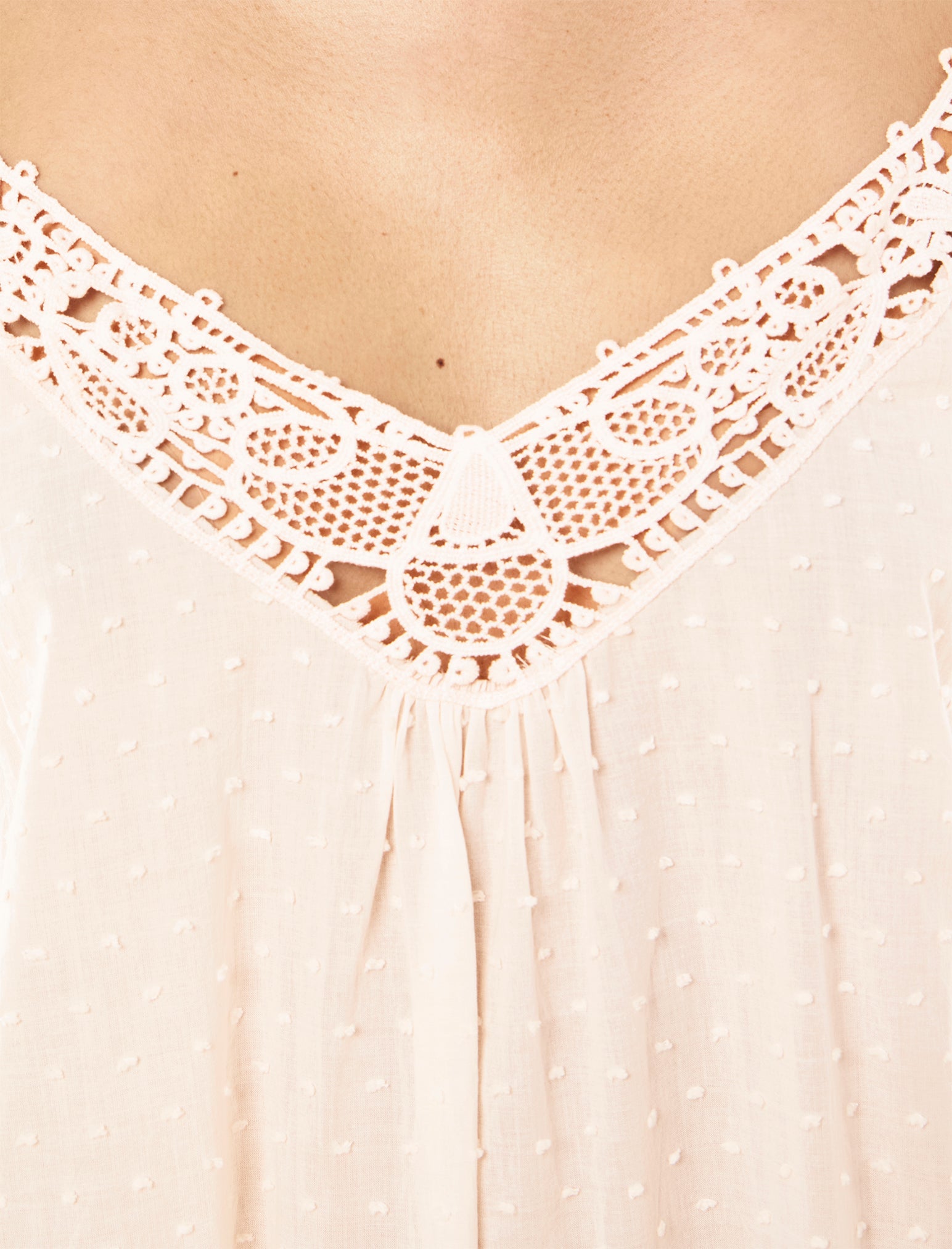 Swiss Dot Lace Front Maxi Nightie