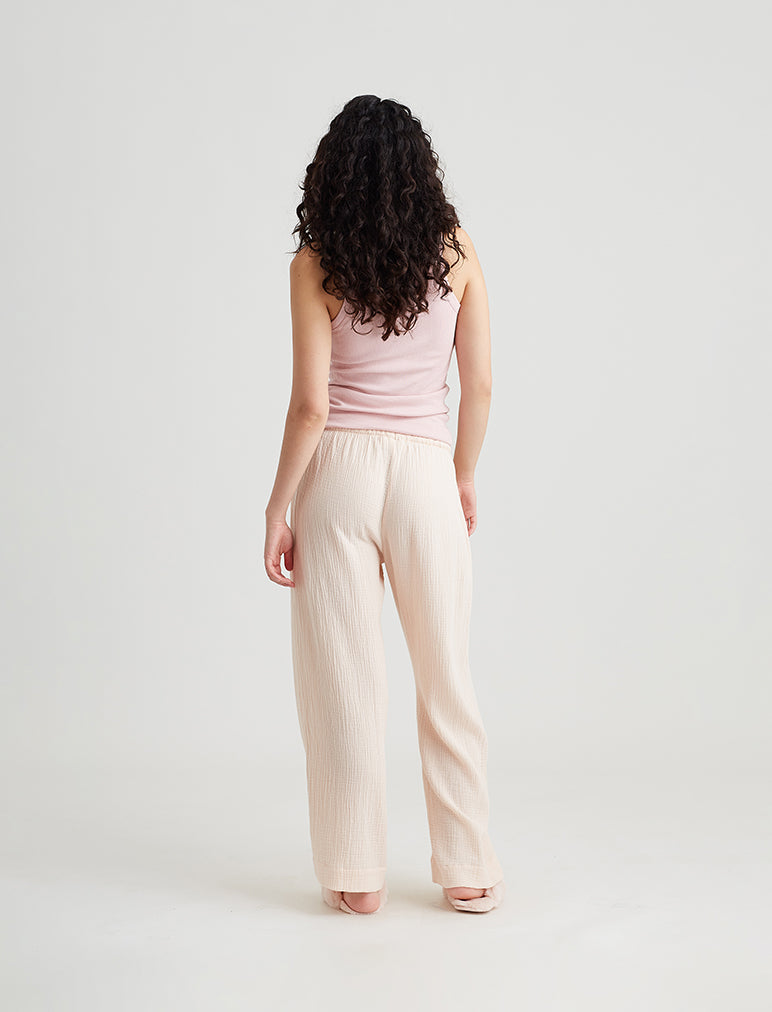 Ashley Textured Cotton Wide Leg Pant