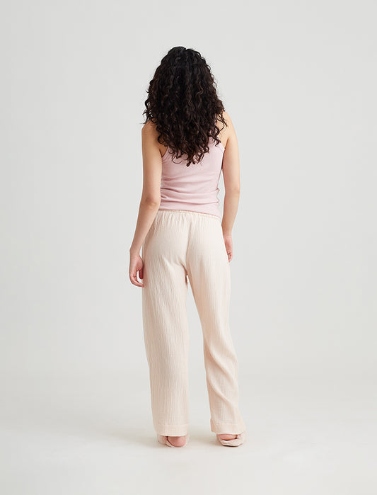 Ashley Textured Cotton Wide Leg Pant