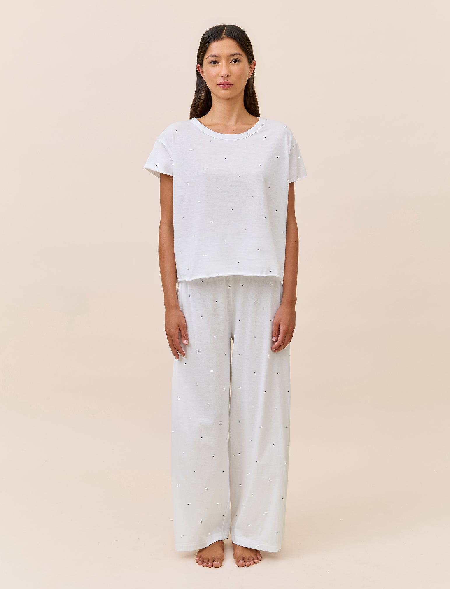 Jada Organic Cotton Knit Boxy Tee & Wide Leg Pant