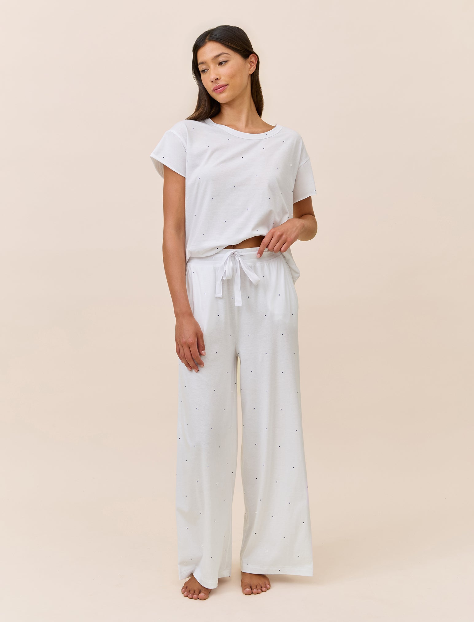 Jada Organic Cotton Knit Boxy Tee & Wide Leg Pant