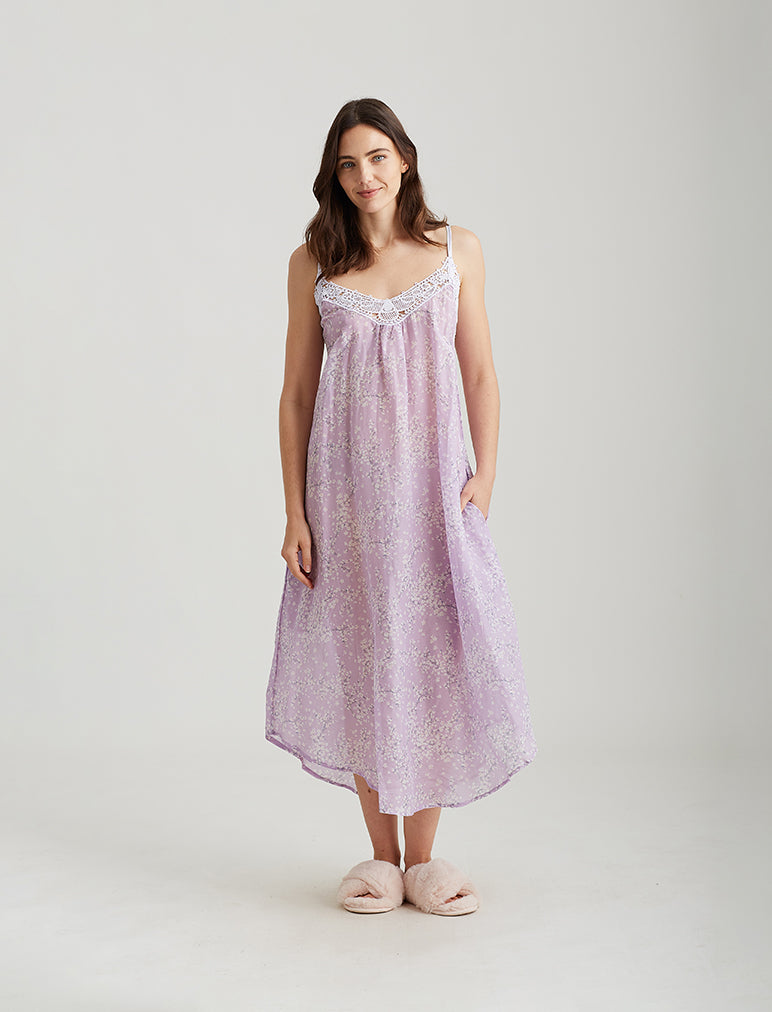 Cheri Blossom Lace Front Maxi Nightie