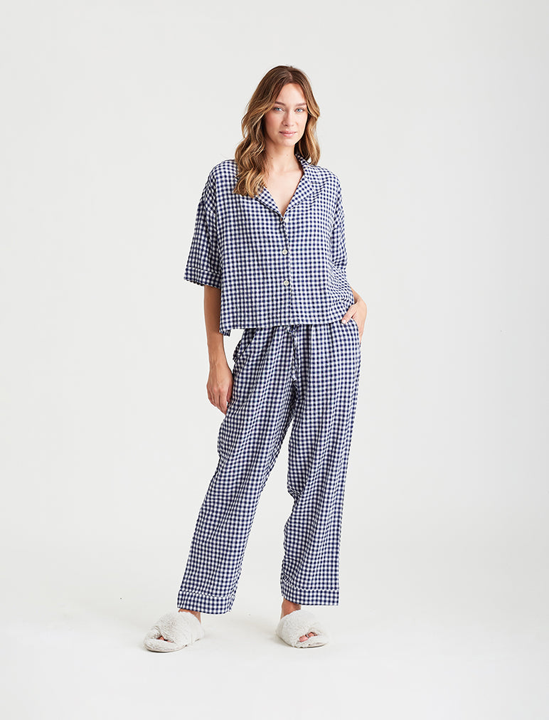 Seersucker Gingham Short Sleeve PJ Set