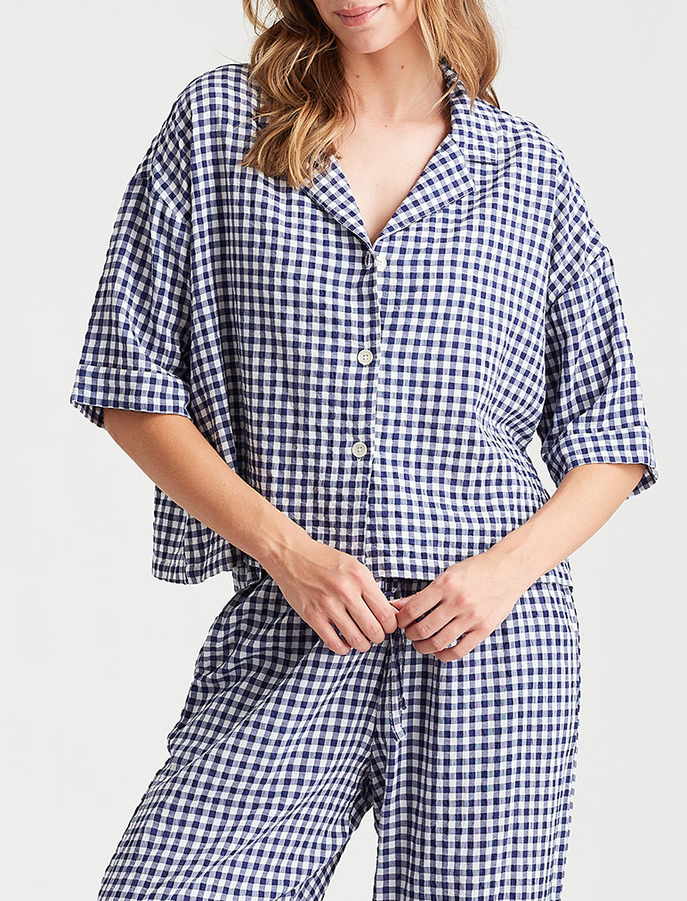 Seersucker Gingham Short Sleeve PJ Set