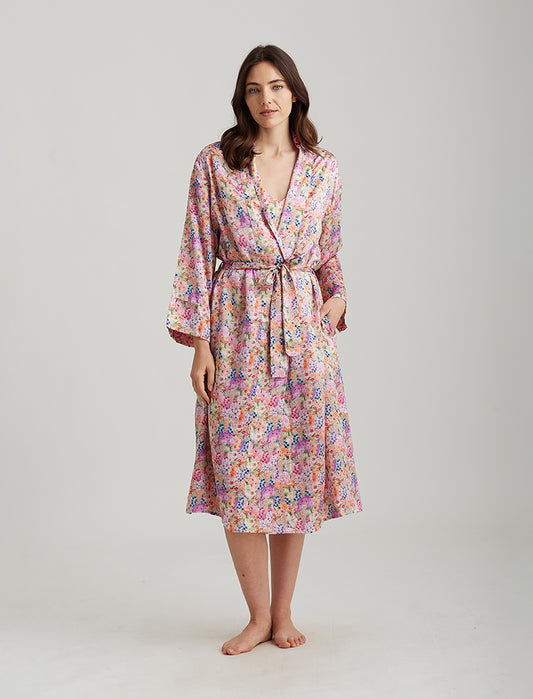 Painted Travels Silk Maxi Robe