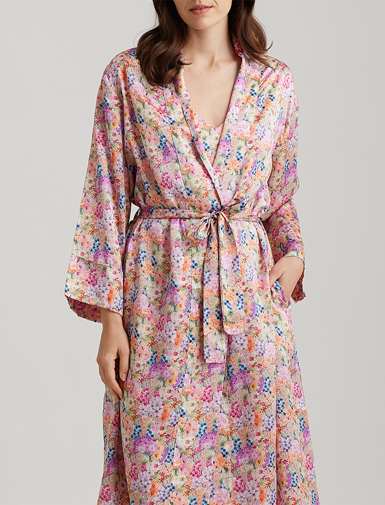 Painted Travels Silk Maxi Robe