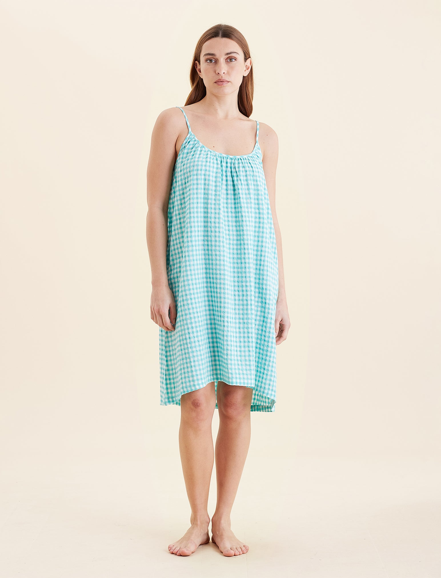 Seersucker Gingham Strappy Nightie