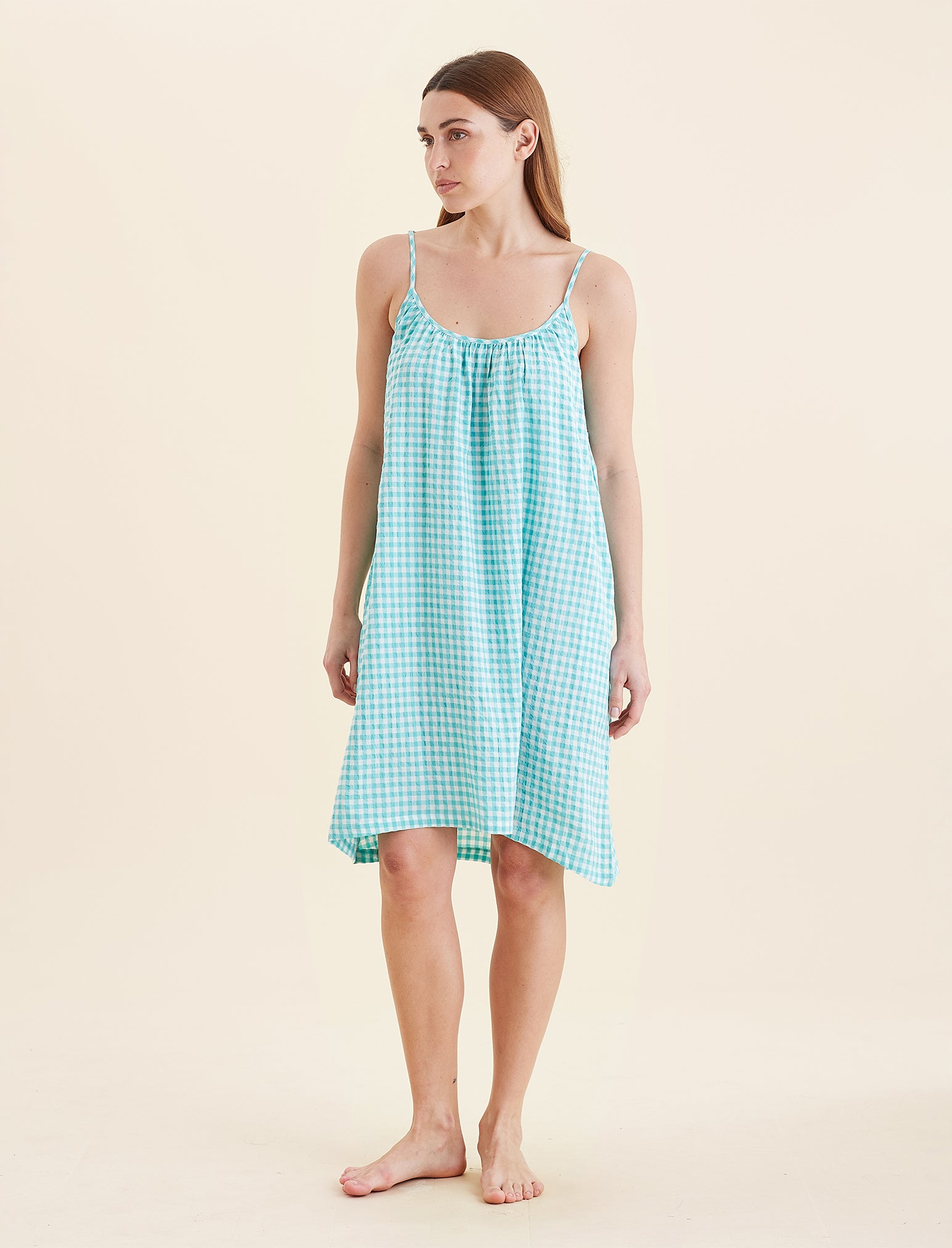 Seersucker Gingham Strappy Nightie