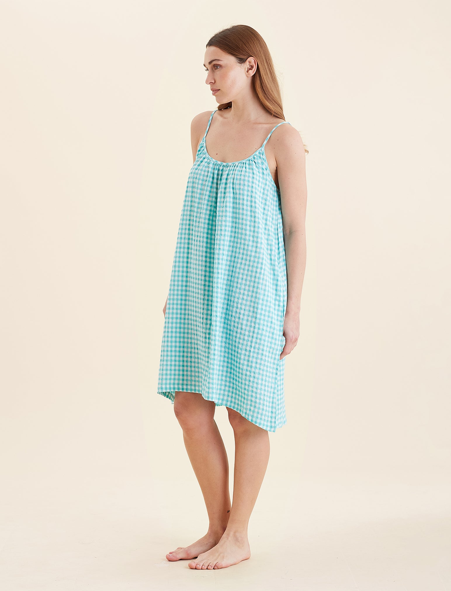 Seersucker Gingham Strappy Nightie