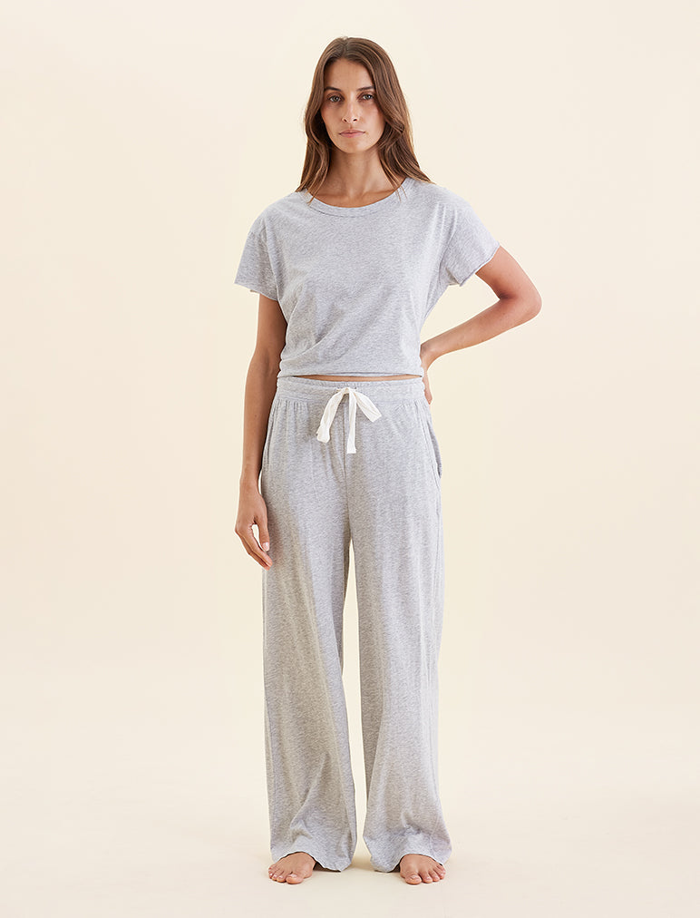 Women's Grey Full Pants, Organic Cotton