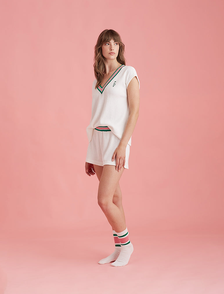 Luxe Waffle Tennis Logo Tank