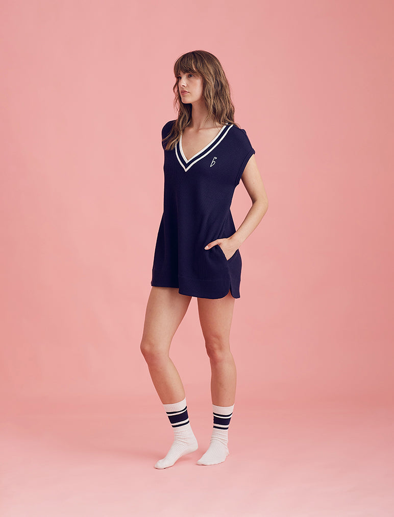 Luxe Waffle Tennis Logo Tank Dress