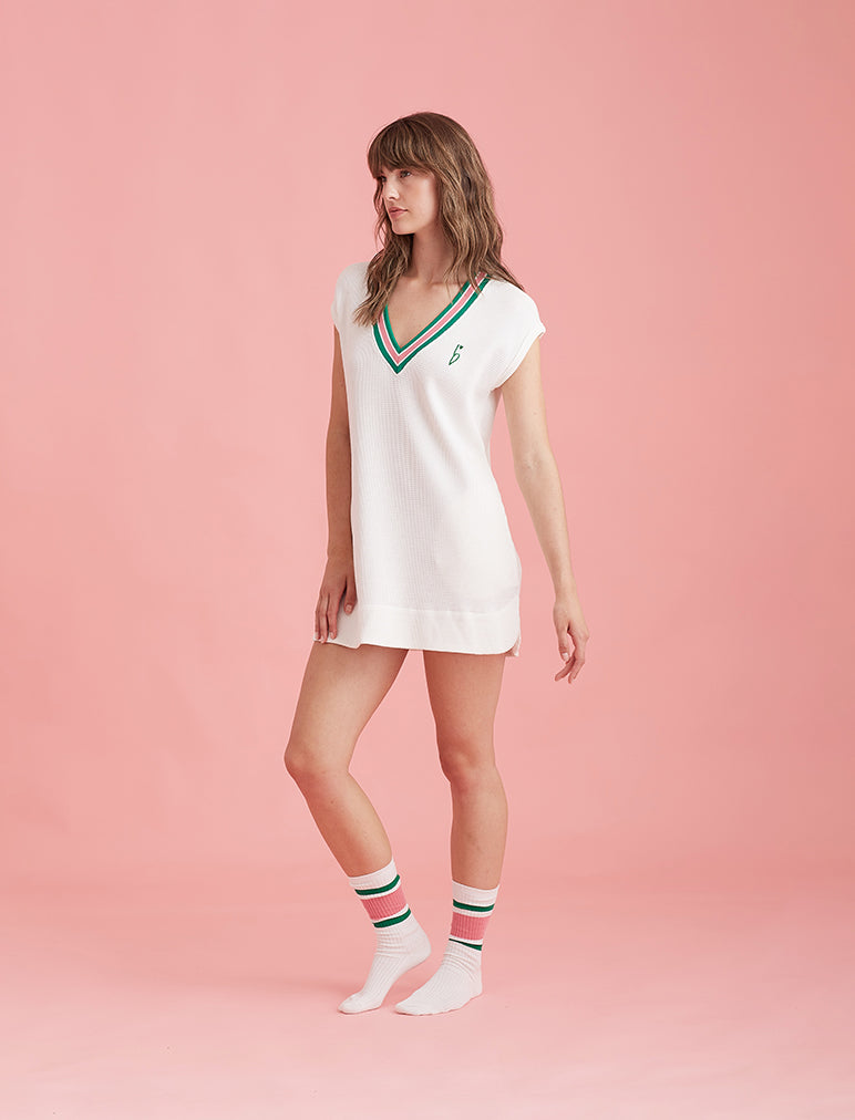 Luxe Waffle Tennis Logo Tank Dress