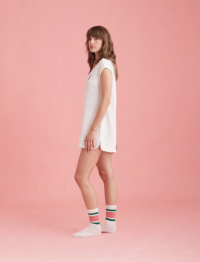 Luxe Waffle Tennis Logo Tank Dress